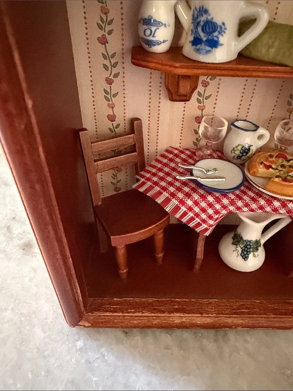 Vintage Miniature Italian Restaurant Shadow Box – Handcrafted Wall Art